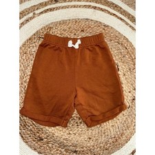 The Childrens Place Kids Shorts 0034 Unisex 4T Brown Drawstring Waist Rolled Hem