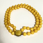 Vintage Double Strand Yellow Marbled Beaded Necklace  # 267 — photo 6