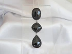 Vintage Sterling Silver 925 Black Spinel Long Drop 3 Tier Pendant Necklace
