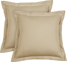 Set of 2 Khaki Throw Pillow Covers 24x24 Washed Microfiber Cushion Cases