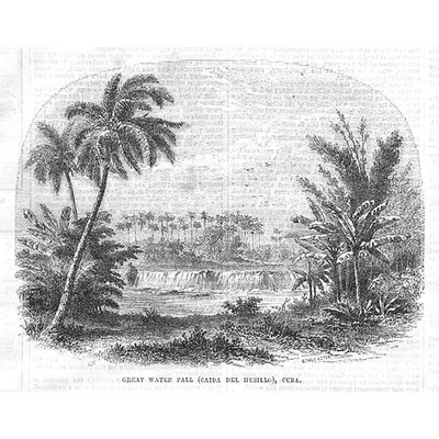 Kuba Caida Del Husillo Wasserfall - antiker Druck 1857