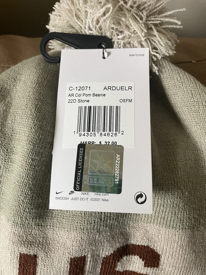 Ejército Negro Caballeros Nike Invierno Sombrero Col Pom Gorro Tostado Oliva Óxido Osfa West Point Foto 2 de 4