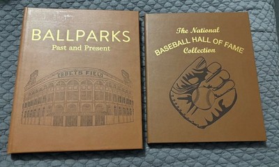 BALLPARKS Past and Present & The National Baseball Hall of Famed Leather Books