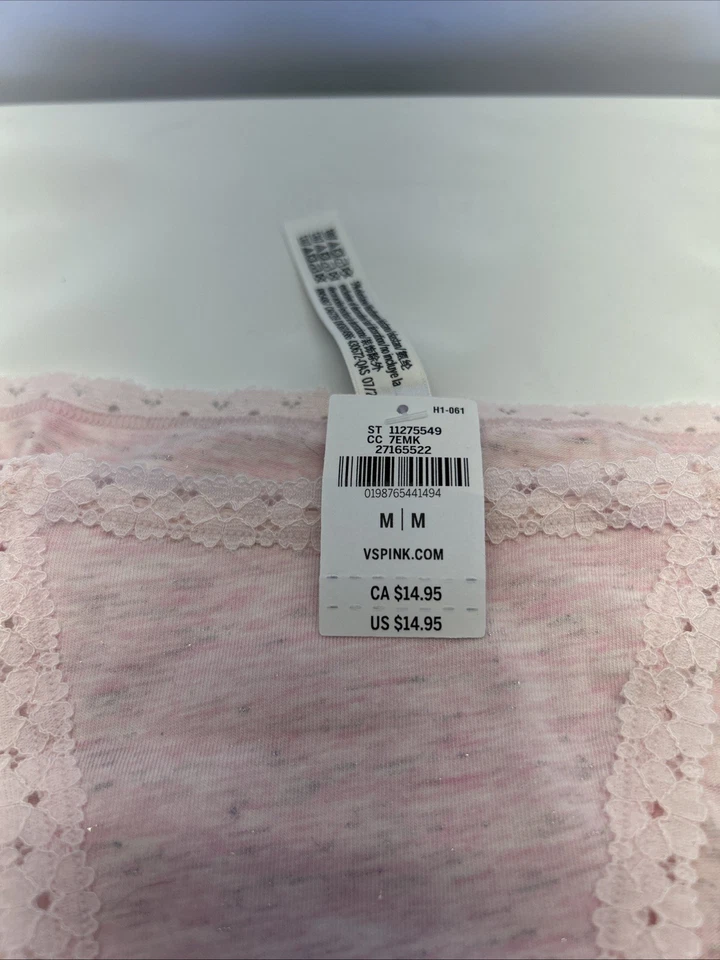 VICTORIA'S SECRET ROSA Bikini Bragas Rosa Descarado Encaje Recortado Talla Med NUEVO Foto 3 de 4