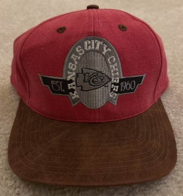 ~Vintage~90s~Kansas City Chiefs~Strapback Hat~Suede~Red~Drew Pearson