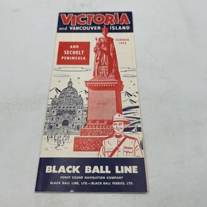 1954 Victoria Vancouver Island Canada Travel Brochure Ferry Schedules 8x9 Map EX