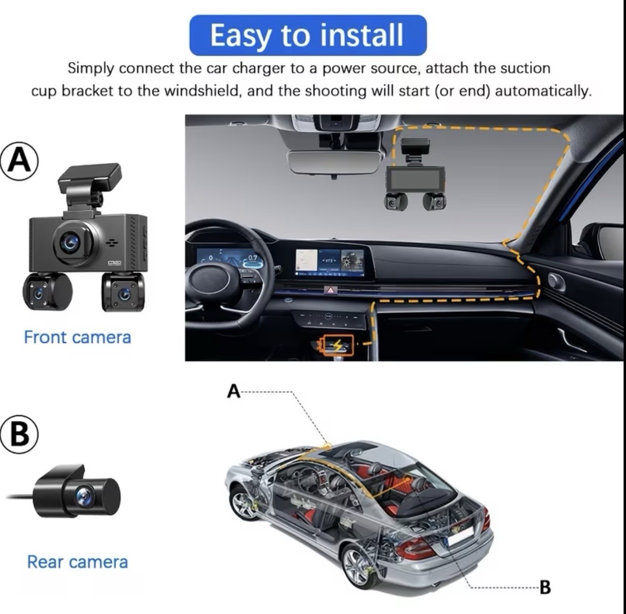 4 Channel Dash Cam 360&deg; Vehicle Security System GPS WiFi Touch Screen NEW