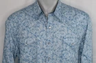 ROPER 2XL Men's Snap Button Western Shirt Blue Paisley Print