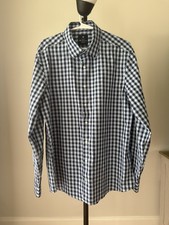 Ben Sherman Tailoring Button Front Shirt Men  s L Blue Black Check Long Sleeve