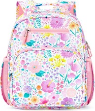 Kids Backpack for Girls 5-8 Kindergarten Elementary School Bookbag Flower Pink