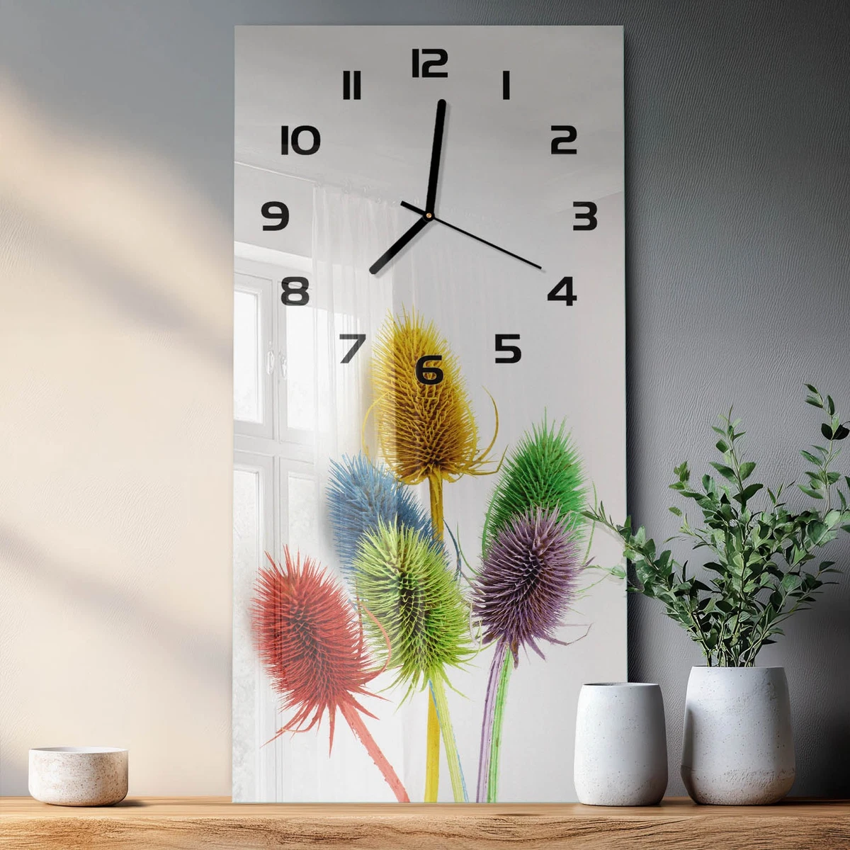 Reloj de Pared Rectangular Vertical Reloj Decorativo de Cristal Cardo 30x60 cm