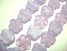 14 beads - Matte Lilac Czech Glass Flower Beads 14mm
