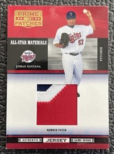 🔥JOHAN SANTANA 2005 DPP ASM 3 COLOR GAME USED TWINS JERSEY NUMBER PATCH /57!🔥