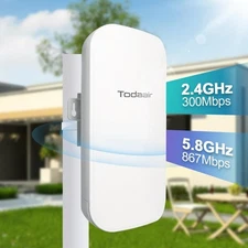 TODAAIR AC1200 Outdoor WiFi Extender IP65 Dual Band Repeater