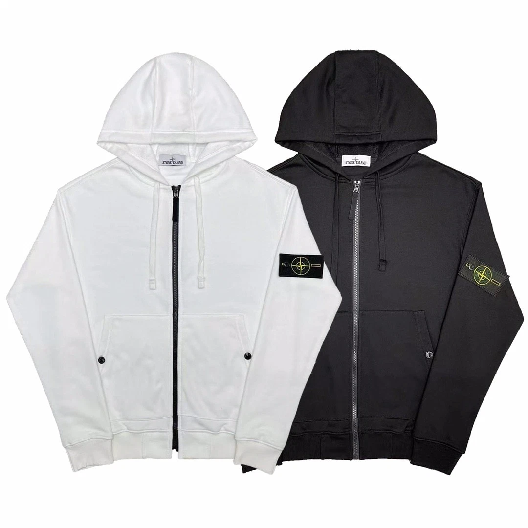 New STONE ISLAND Hoodie Black ZIP Unisex