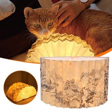 Novelty Portable Folding Wooden Book Lamp USB Rechargeable Desk Night Light US