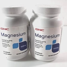 2 Pack GNC Magnesium 500mg, 120 Capsules, Supports Strong Teeth and Bones