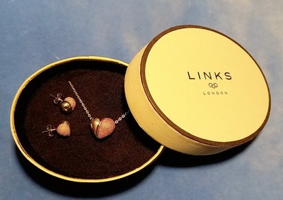 Links of London Maskerade Herz Halskette und Ohrringe Set 925 Sterling Silber 