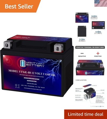 Compact 12V 3AH Lead Acid Battery for Scooters and ATVs - Extreme Weather Ready