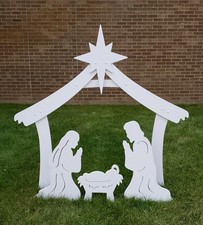 All-Weather Outdoor Holy Family Nativity, Waterproof, Made in USA, 4ft Tall, ...