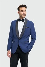 **BRAND NEW** CAVANI Aspen Blue Tux Shawl Lapel 2 Piece Suit Slim Fit RRP £277