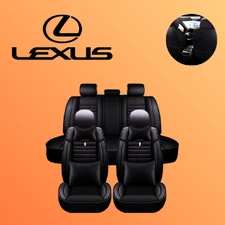 For All Lexus Cushion Luxury Seat Cover Black Leather 5 Seat Custom Fit