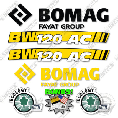 Fits Bomag BW120AC-5 Decal Kit Roller - 7 YEAR OUTDOOR 3M VINYL!