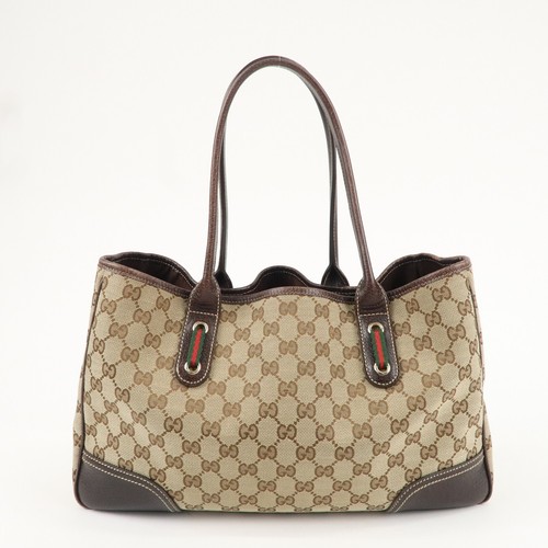 Auth GUCCI Princy Sherry GG Tote Bag Beige Canvas Leather 163805 Used - Picture 2 of 24