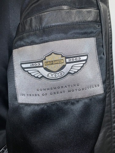 Harley Davidson Motorrad Lederjacke Mantel Herren Large 100th Anniversary - Bild 14 von 14