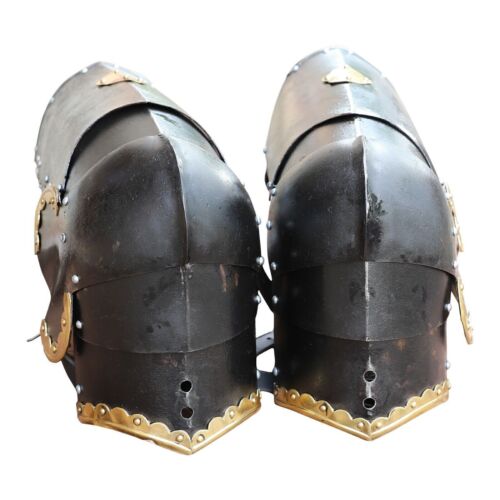 The Cursed Black Knight Functional Steel Practice Training Medieval Leg Armor - Picture 4 of 8