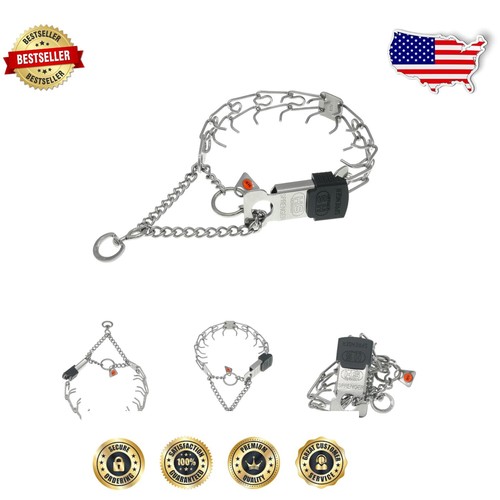 Premium Stainless Steel Dog Collar with Quick Release ClicLock Buckle - 16in