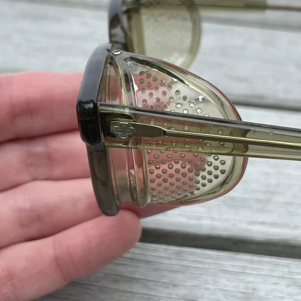 Vintage PI Safety Glasses Green Wayfair 1950's Steampunk Motorcycle Side Shield - Image 3 of 4