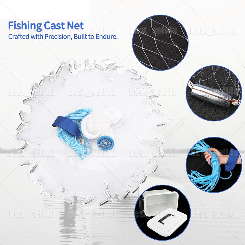 best fishing cast net Fisher's® Core™ (10-ft) American Pro - 2026 Rebranded - SuperSink™ 4ft/6ft/8ft/10ft/12ft - 3/8