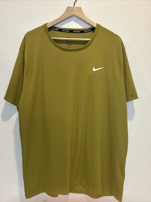 Nike Miler DriFit UV Short Sleeve Pacific Moss Run Size XXL Mens New DV9315-307