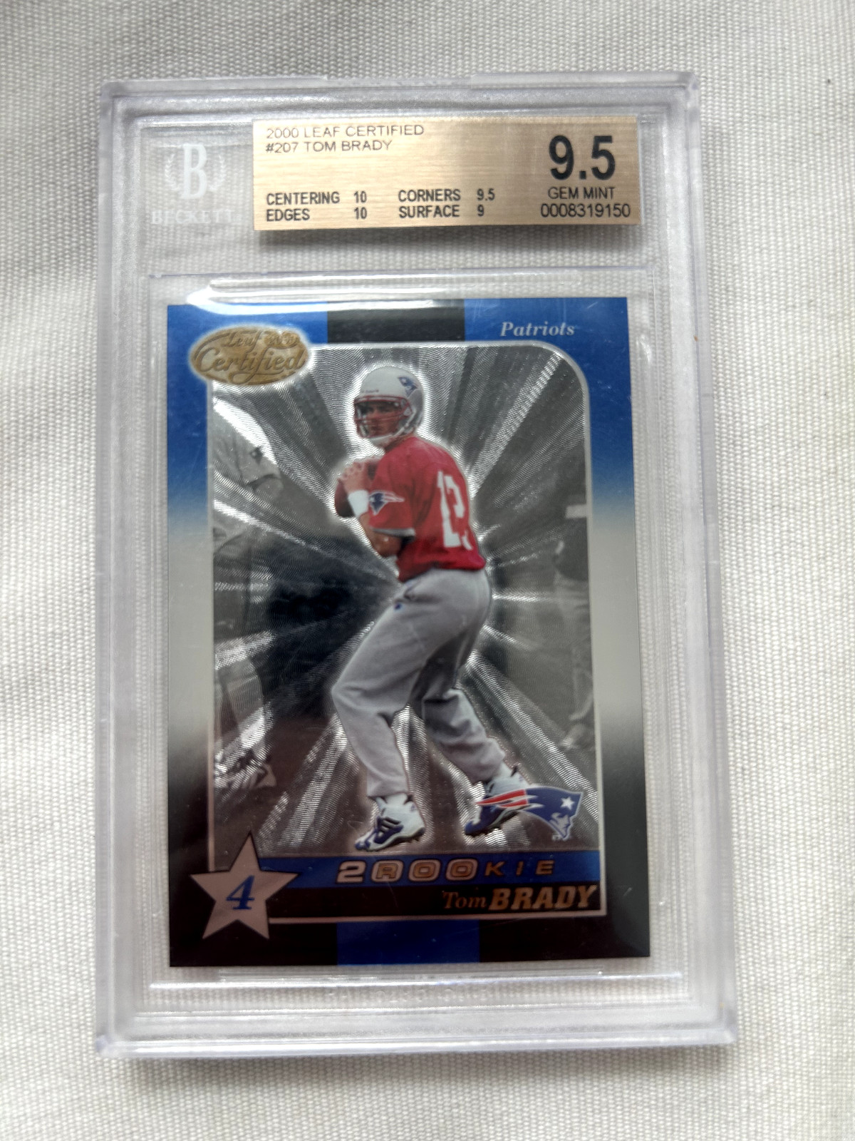 2000 Tom Brady Leaf Certified RC ROOKIE #207 BGS 9.5 GEM MINT 304/1500