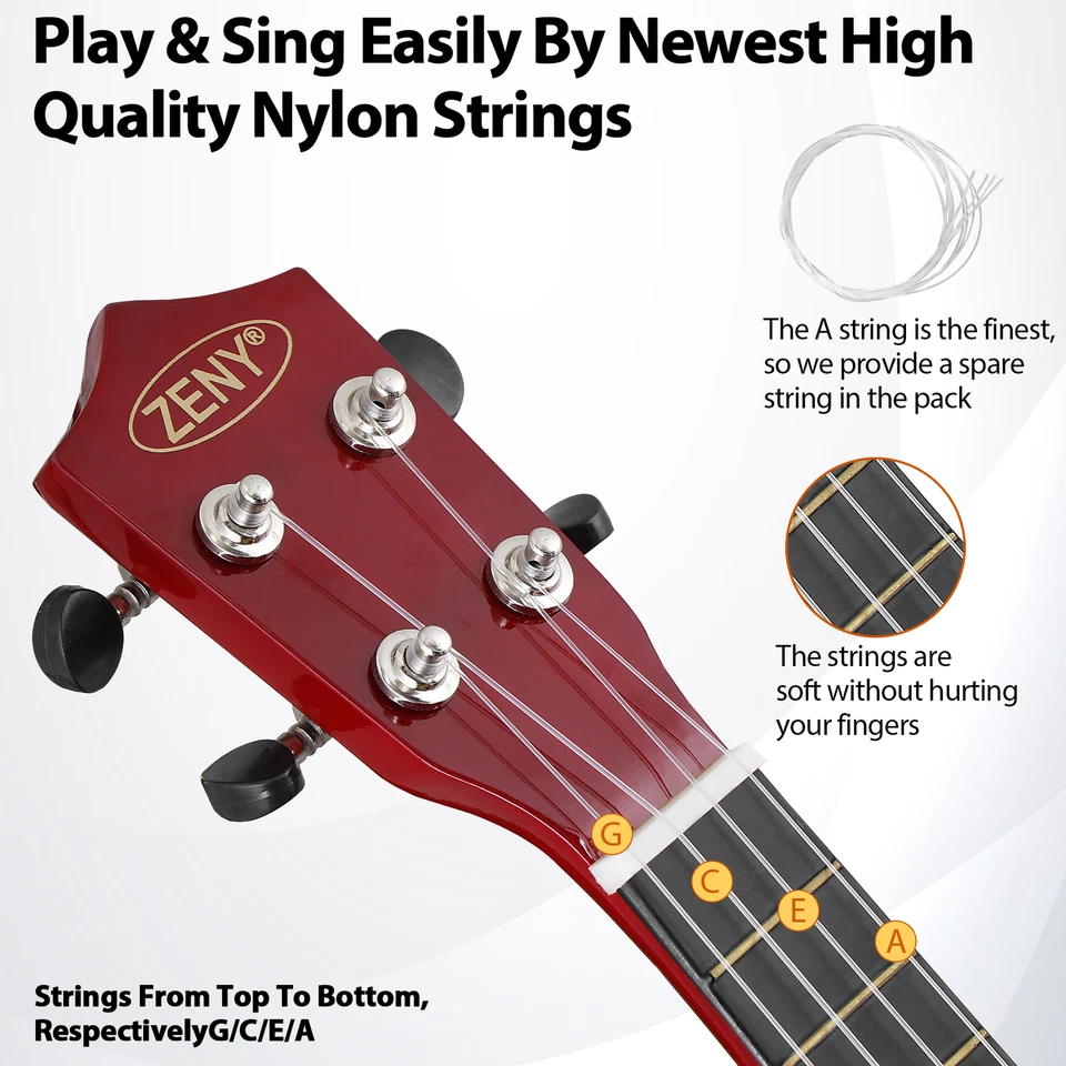 21 inch Ukulele for Kids Adults Beginners Small Guitar Ukulele with Nylon String - Image 4 of 4