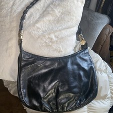Mm Morris Moskowitz-black Vintage Leather Handbag Clean Euc