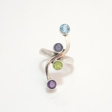 925 Sterling Silver Ring Peridot, Amethyst, Blue Topaz, Iolite, RG024A, B