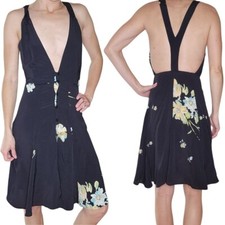 Reformation Black Floral Mini Dress Little Black Dress Silky LBD Women's XXS