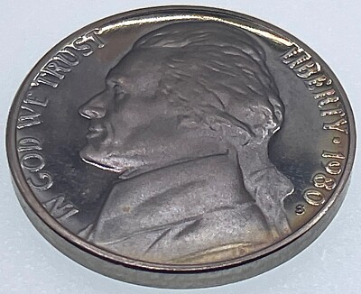 1980 S Jefferson Nickel 5C - Proof - Original Design Modern  (SKU 162)