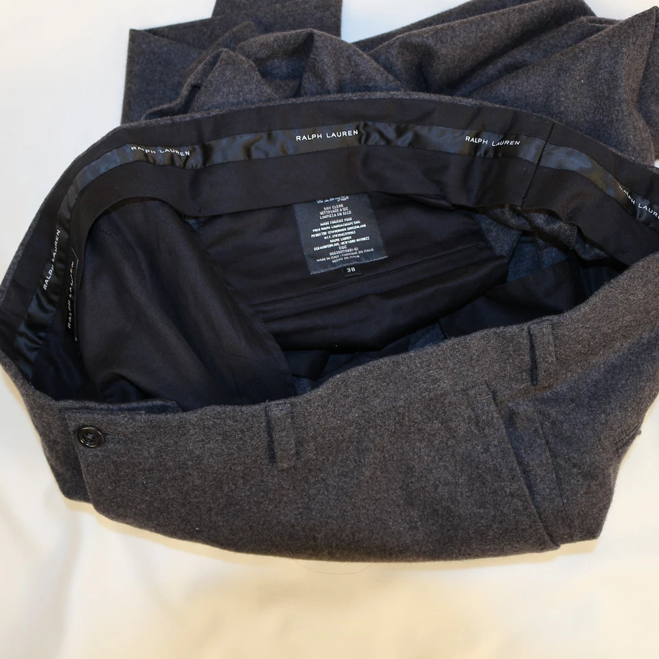 Pantalones de vestir Ralph Lauren Black Label Italia nuevos grises lisos para hombre talla 38" W x 38" L Foto 4 de 4