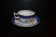 Booths Silicon China, England LOWESTOFT BORDOR Blue & Floral Cup & Saucer 1906+