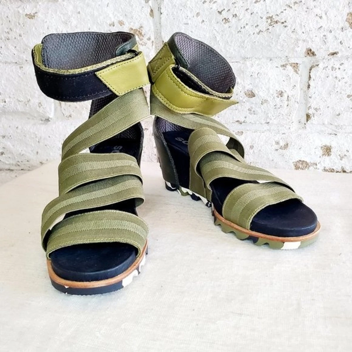Sorel Joanie Gladiator II in Olive Green Sandals Army Camo Strappy