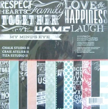 My Mind's Eye CHALK STUDIO 2 Paper Pad 12 Doublesided Sheets 12" x 12" Scrapbook