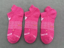 Free shipping Bombas 3 pairs Women's Running Ankle socks - Size Large pink