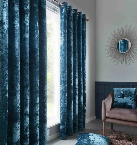 teal curtains