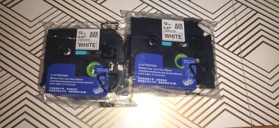 2 PK 12mm TZ231 TZe-231 Black on White Compatible for Brother P-Touch Lable Tape