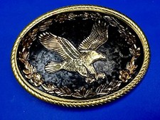 Patriotic American Bald Eagle Hunting Vintage Black  Gold Color Belt Buckle