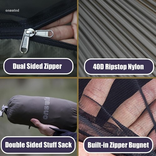 Luxury 11ft Hammock with Integrated Bug Net - Lightweight Ripstop Nylon Design - Picture 5 of 9