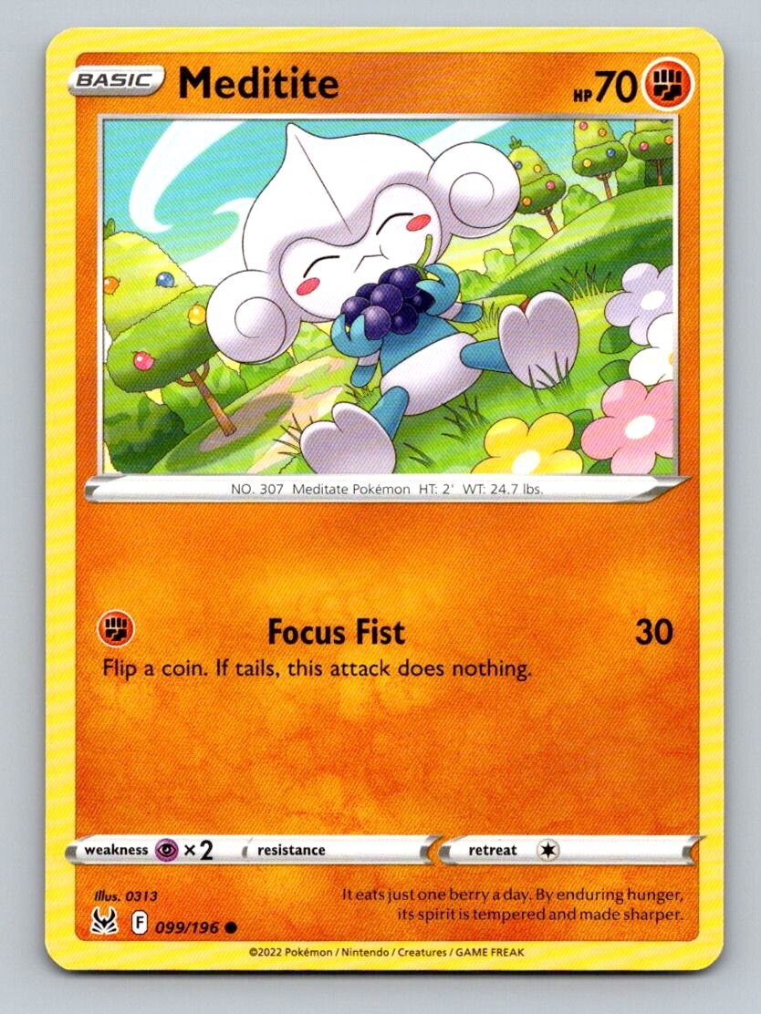2022 Pokemon Card Lost Origin Meditite 99/196